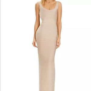 Herve Leger Bandage Round Neck Gown- Chanpagne